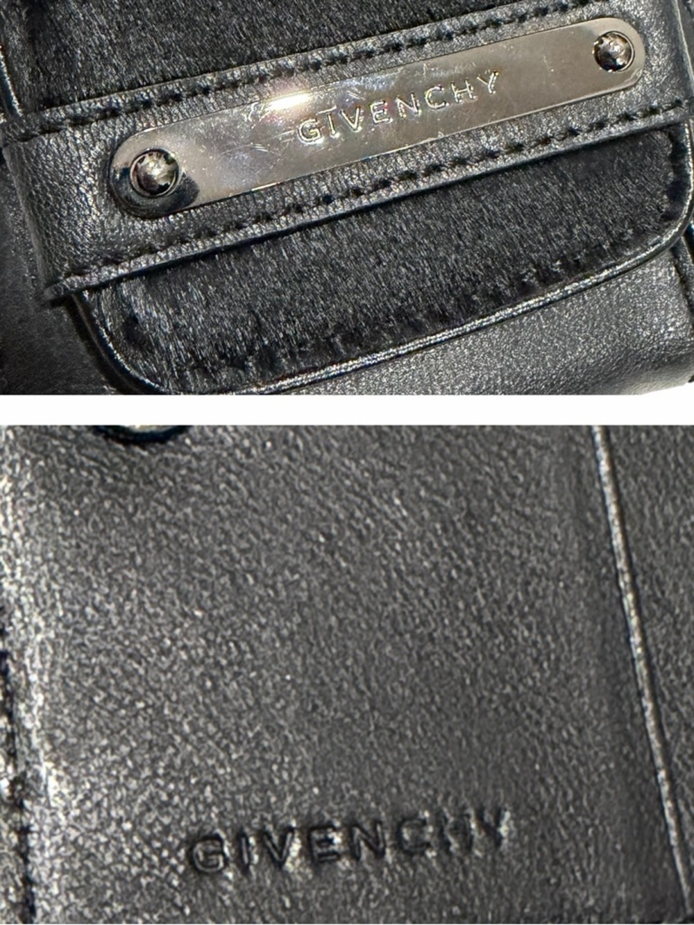 Givenchy Vintage Compact Wallet Black Pony Hair & Leather - Authenticated - Picture 4 of 12